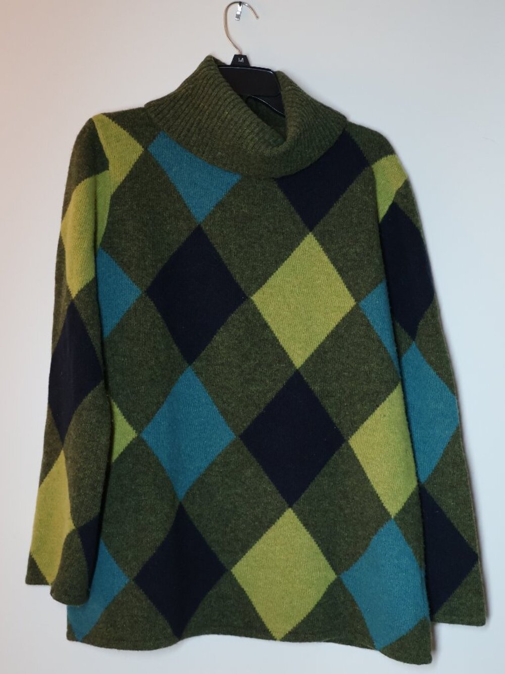 Jones New York 100% Lambswool Argyle Sweater Size Large Multi Colored